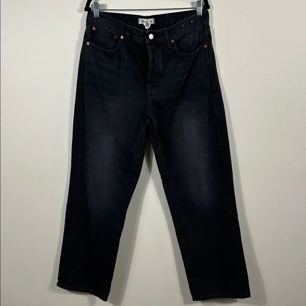 Madewell Black Kent Wash Low Slung Straight 100% Cotton Jeans Women Size 29